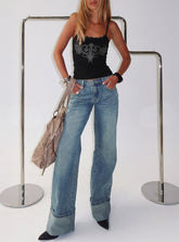 Ezia Wide Cuff Baggy Jeans Raw Denim