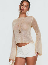 Evanne Long Sleeve Knit Top Champagne
