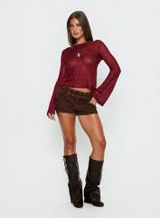 Evanne Long Sleeve Knit Top Red