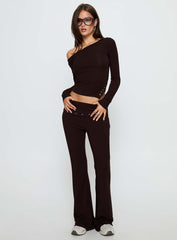 Wynna Eyelet Foldover Pants Chocolate