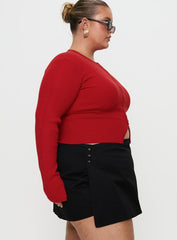Suzu Long Sleeve Knit Top Red Curve
