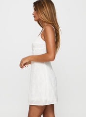 Powell Embroidered Mini Dress White