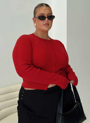 Suzu Long Sleeve Knit Top Red Curve