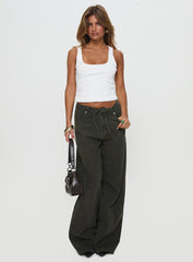 Bruiser Tie Waist Mid Rise Wide Leg Jeans Green