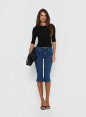 Kissimo Kick Flare Capri Pants Indigo Blue