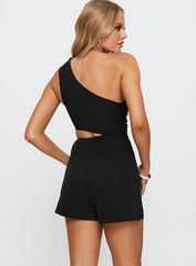 Let You Live Cut Out One Shoulder Playsuit Black